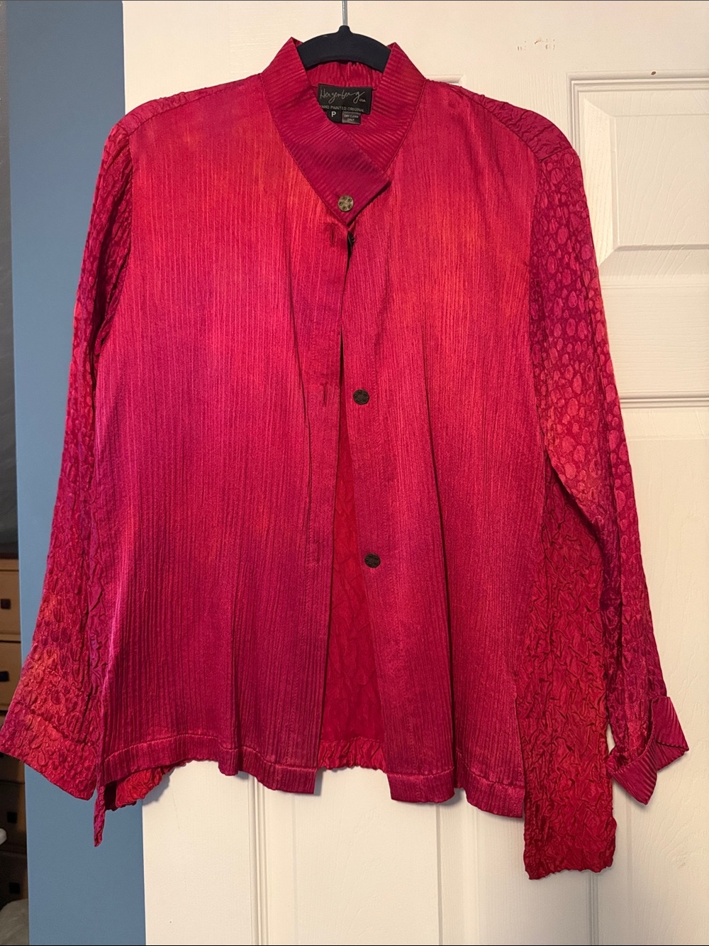 Hand dyed silk Button-Front Women's Blouse